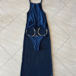 2846 Cult Gaia Marine Blue Yaro Knit Dress XS & Ariah One Piece swimwear S
